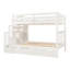 Lit double superposé au-dessus d'un lit blanc, 6 tiroirs et tablettes pour le rangement des livres, escalier avec lit d'organisation divisible, finition blanche, utilisation efficace, sortie supérieure solide et sécuritaire