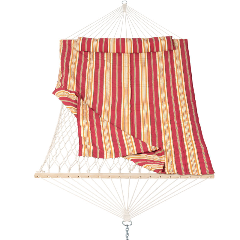 Hamac double à barre d'écartement Volkrad, Red/Orange Striped