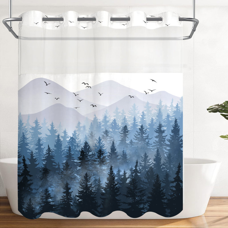 Rideau de douche avec doublure Jadaisha, Bleu