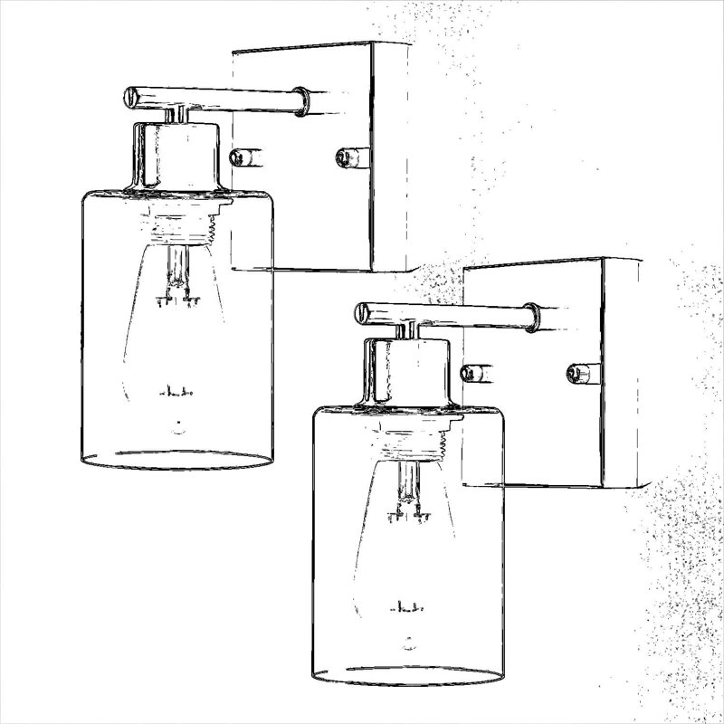 2-Pack Modern Wall Sconce With Clear Glass Shade, Brushed Nickel Vanity Light For Bathroom Mirror, Bedroom, Living Room, Kitchen And Hallway, Reversible Dimmable Fixture
