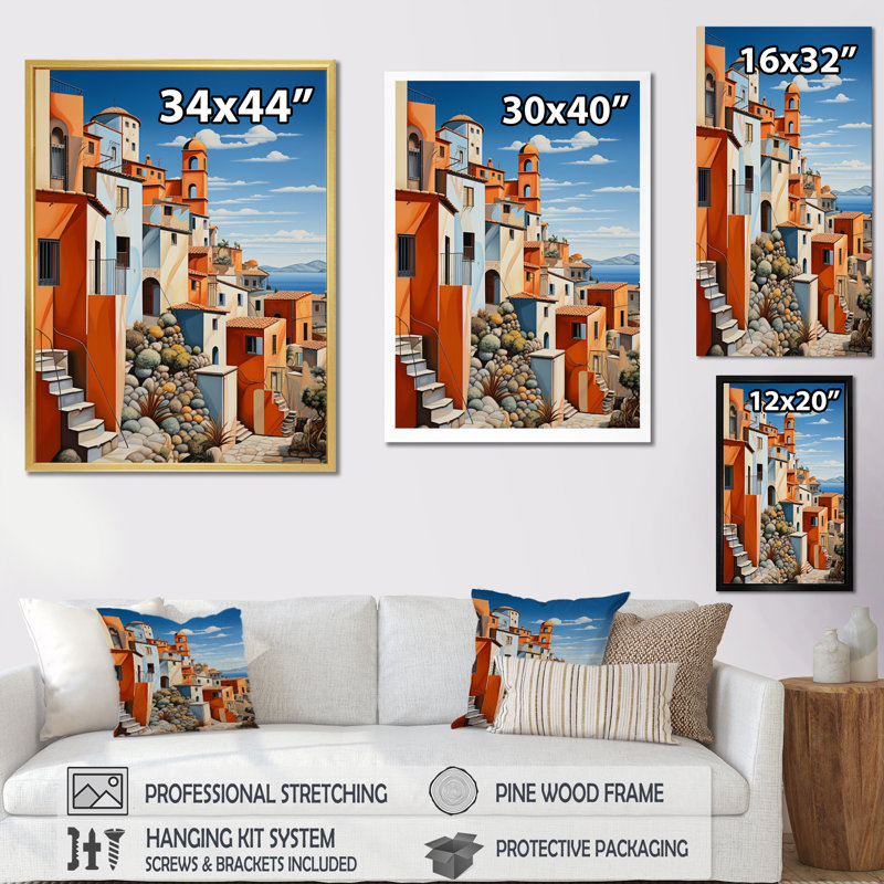 Italie - tons de terre cuite Fontanas X - impression, Encadrement doré, H 20 po x l 12 po x P 1 po