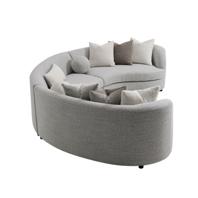 Ivria Gray Boucle Sectional Sofa W/9 Pillows