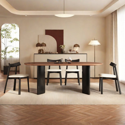 Ensemble de table de salle à manger ovale en bois de frêne