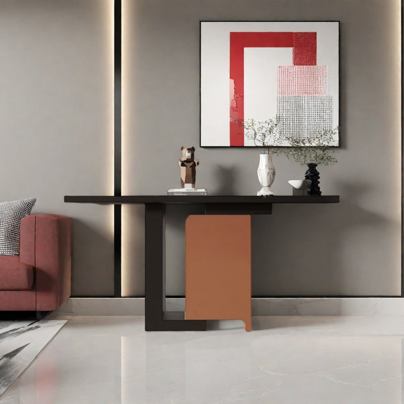Console Modern Minimalist Art, H 33,46 po x l 55,12 po x P 15,75 po, Noir / Orange