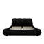 Lit plateforme très grand avec tête de lit ergonomique, bois de pin massif, tissu froissé, support stable, rembourrage confortable rembourré noir, structure en bois-324578845-324578847