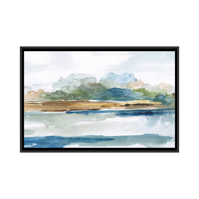 «Blue Solace», impression sur toile, H 32 po x l 48 po x P 1,5 po, Toile avec cadre noir, Pas de tapis