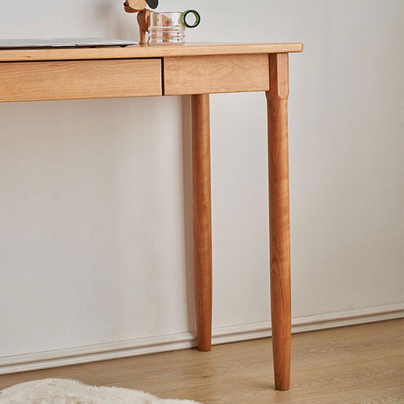 Bureau en cerisier rectangulaire en bois massif avec 1 tiroir, H 29,53 po x l 51,18 po x P 17,72 po