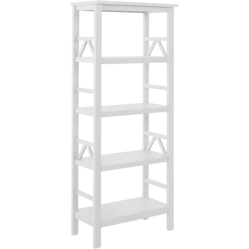 Bibliothèque en bois massif H 54,33 po x l 24,41 po Barirah, Blanc