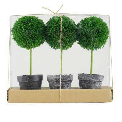 Faux topiaires miniatures - 3 pièces, plastique, 9,5 3 mini plastique, 9,5 po de hauteur, décor de verdure
