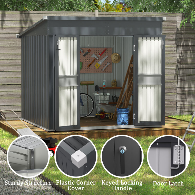 7.5 Ft. W X 8 Ft. D Outdoor Metal Storage Shed