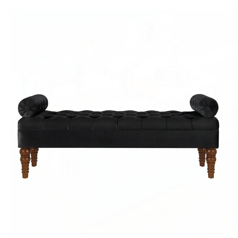 51.48" W Tufted Upholstered Bench, Black