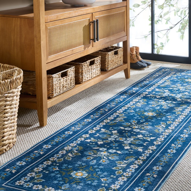 Tapis floral lavable à la machine MSRW 179 Performance, Tapis de couloir 2 pi 6 po x 8 pi