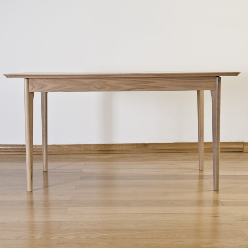 Oak Rectangular Wood Top Dining Table with Stainless Steel Base