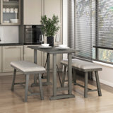 Babbitt 3pc Counter Height Set Counter Height Table with 2x Bench Foam Cushioned Seats
