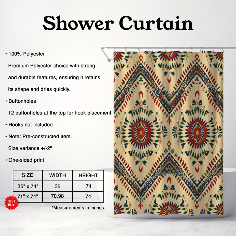 Boho Fields - Premium Shower Curtain, 74" H x 71" W