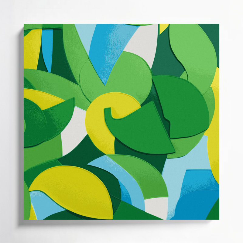 «Abstract Shapes 57», art mural sur toile verte, H 8 po x l 8 po