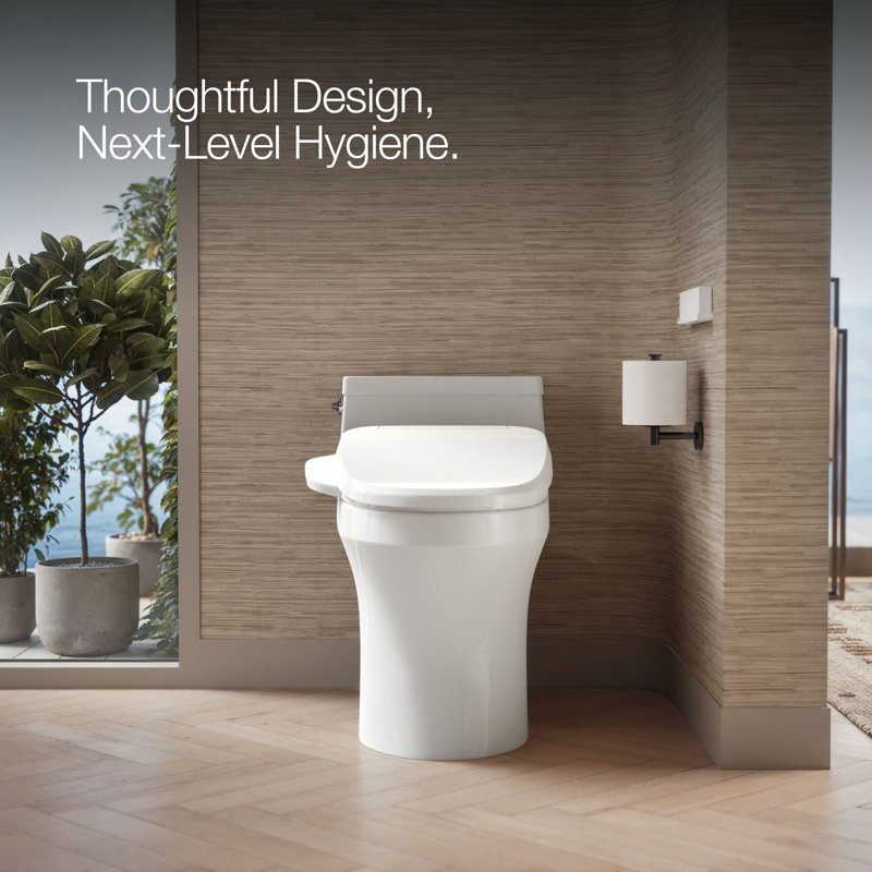 Purewash E725 Elongated Bidet Toilet Seat With Remote Control, White