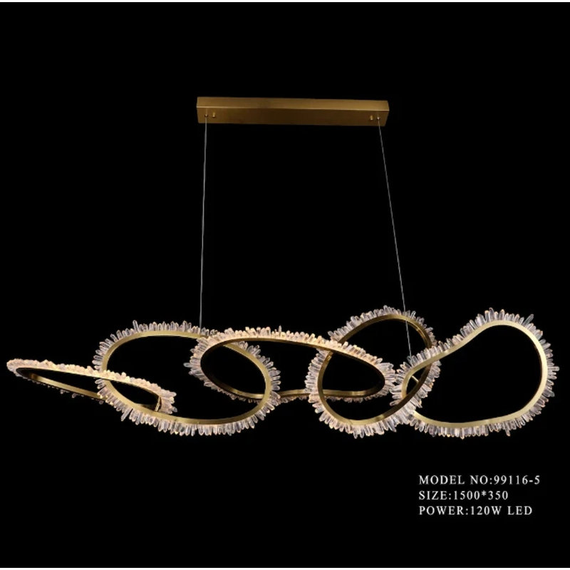 Natural Quartz 5 Rings Chandelier Lighting