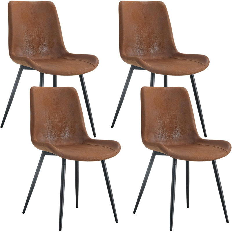 18'' H Upholstered Metal Side Chair, Brown, 4