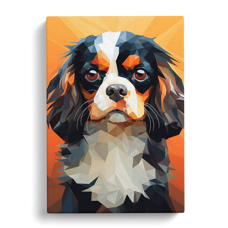 Cavalier King Charles Spaniel Geometric - Wrapped Canvas, 76cm H x 50cm W x 3cm D