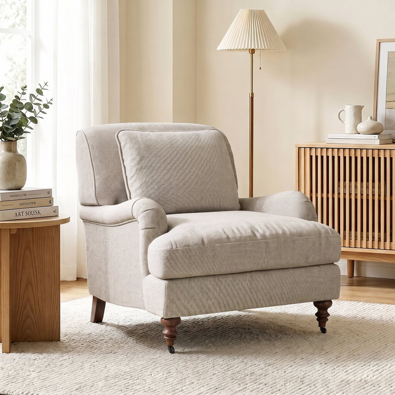 Fauteuil d'appoint 37 po, 37.8" W x 39.4" D x 37" H, Beige, 1