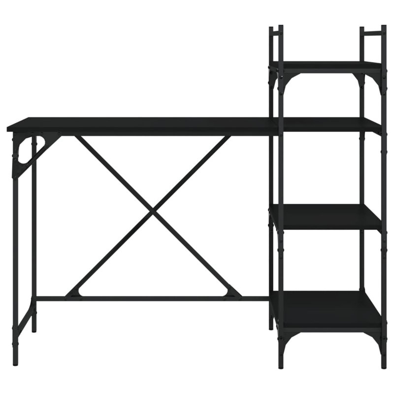 vidaXL Computer Desk with Shelves Writing Study Desk Furniture for Office, Black