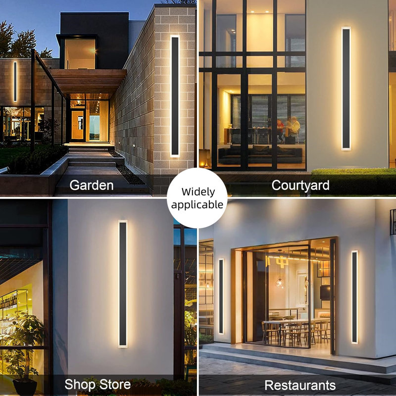Modern Linear LED Ourdoor Wall Light Bar IP65 Sideway Hardwired Bar Wall Sconce, 39.4" H x 3.2" W x 1.8" D, 20