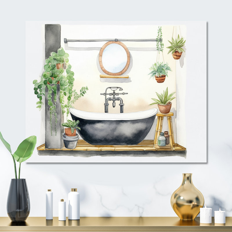 Décor de salle de bain naturel I - impression sans cadre sur métal, H 24 po x l 32 po x P 1 po