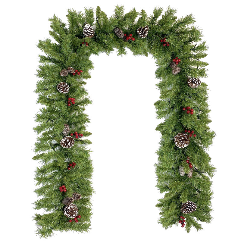 Ensemble 4 pièces d'arbre de Noël artificiel pré-éclairé - comprend une guirlande, une couronne et 2 arbres d'entrée (340 lumières DEL blanc chaud, 960 pointes de branches)