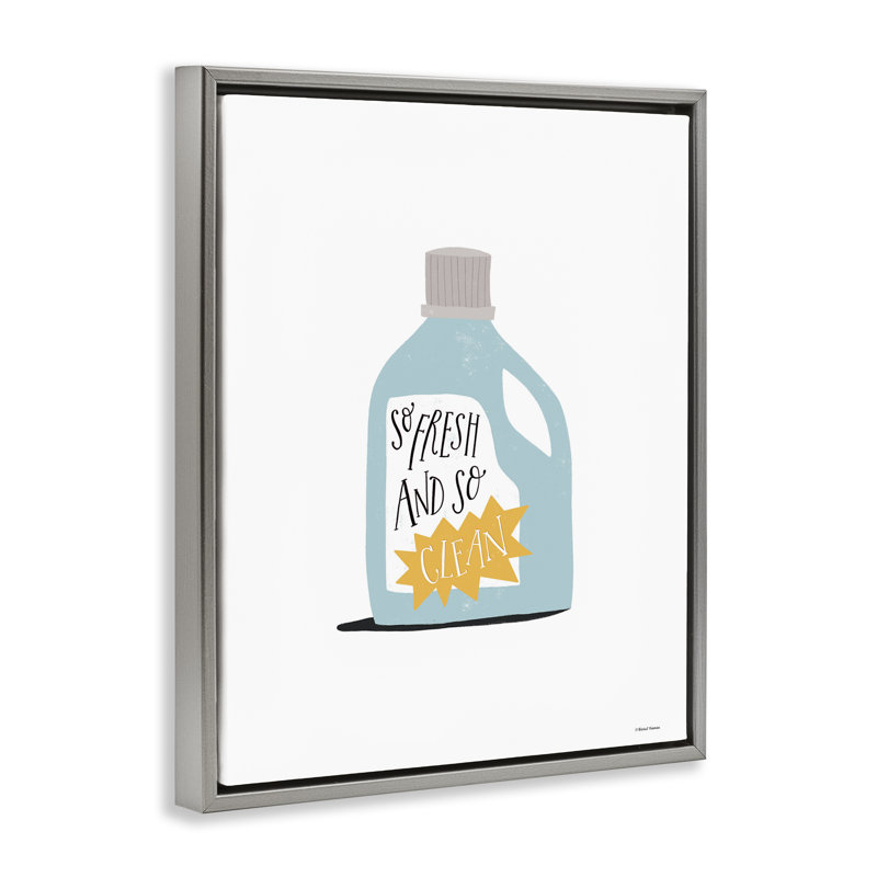 "So Fresh & Clean Laundry", art mural encadré par Rachel Nieman, Cadre flottant gris lustré, H 21 po x l 17 po