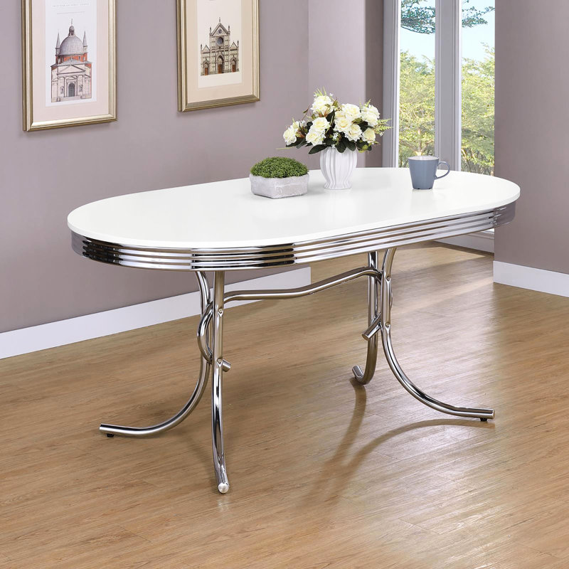 Bureau blanc brillant et ovale - idéal pour les tables de cuisine et de salle à manger