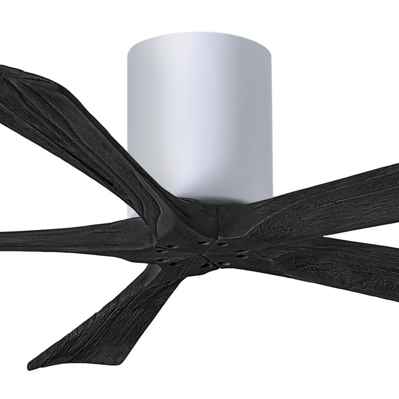 60" Irene 5-Blade Hugger Ceiling Fan with Wall Remote, Gloss White, Matte Black, 52"