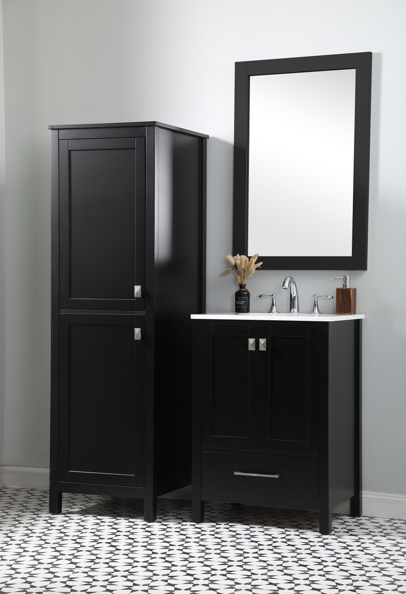 Destinymarie Linen Cabinet, Black/Brushed Nickel, 65"H x 20"W x 22"D