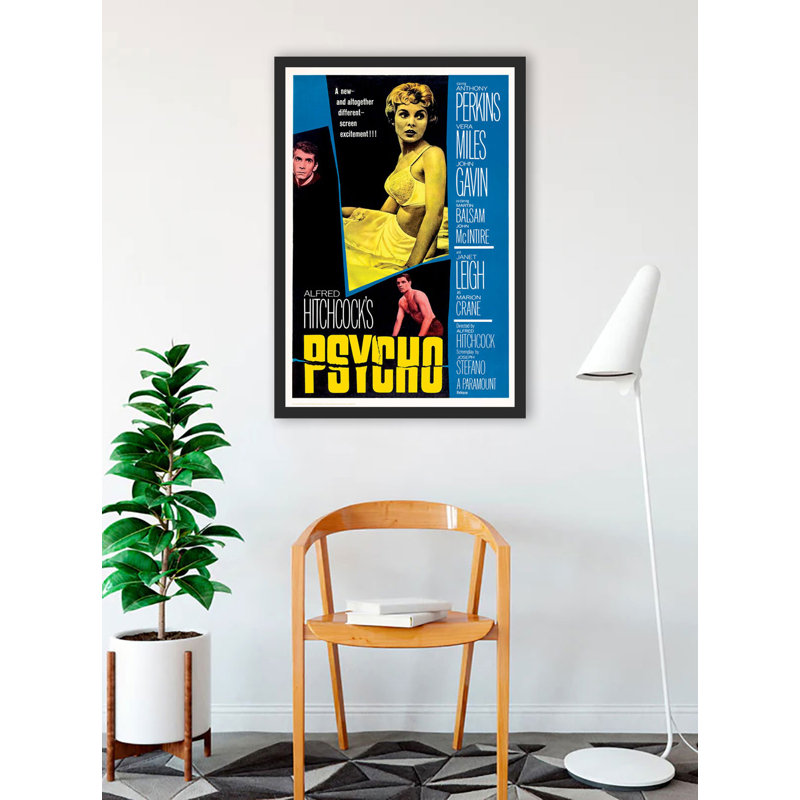 Affiche psychopathe de Alfred Hitchcock, impression sur papier, encadrée
