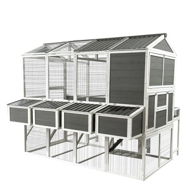 Poulailler avec poulailler, poulaillers pour 10 poulets à l'extérieur avec nichoirs, poulailler en bois avec plateaux coulissants, cage de jardin