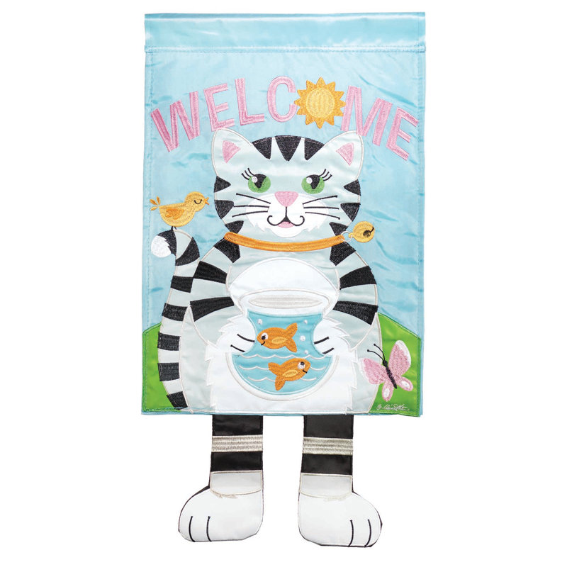 Drapeau de jardin 24 po x 13 po Cat Welcome
