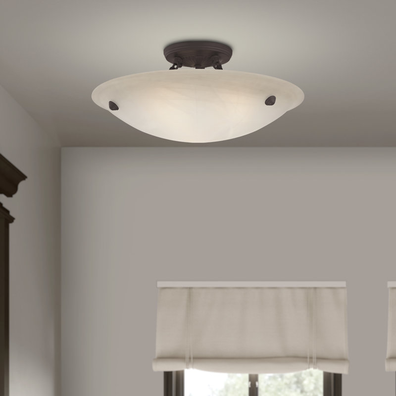 Plafonnier semi-encastré 3 lumières Aneudi, H 7 po x l 16 po x P 16 po