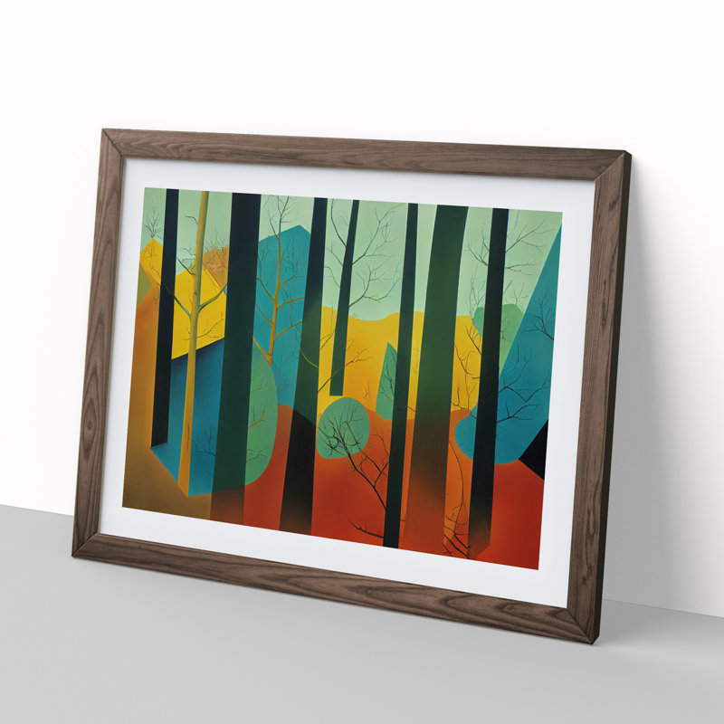 Soulful Abstract Forest - Framed Print, 34cm H x 46cm W x 2cm D, Walnut