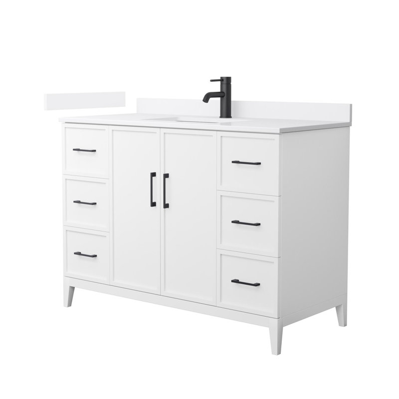 Elan 48'' W Vanity, Matte Black, White, White Cultured Marble