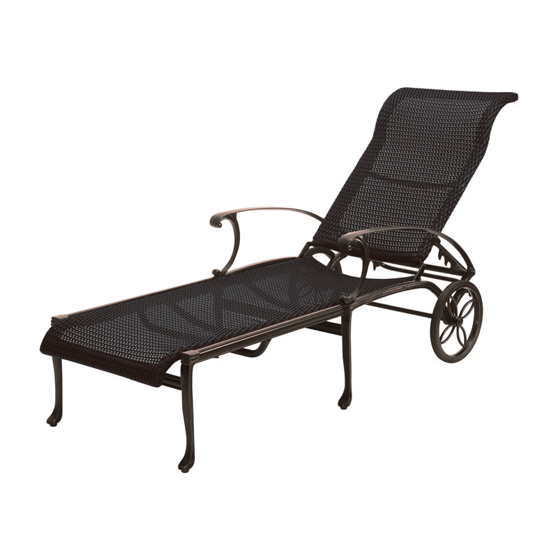 Michigan Woven Chaise Lounge, Chestnut Wicker, Vintage