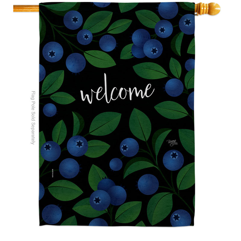 Drapeau de jardin en polyester Welcome Blueberrie, H 40 po x l 28 po