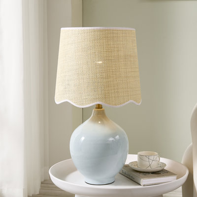 Lampe de table en céramique 21 po avec abat-jour avoine