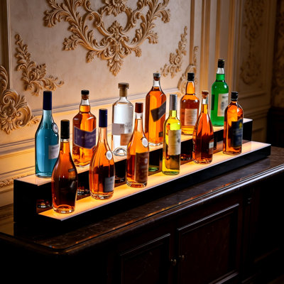 Tablette de bar lumineuse à niveaux lumineux de luxe de 60 pouces - App + commande intelligente RF +