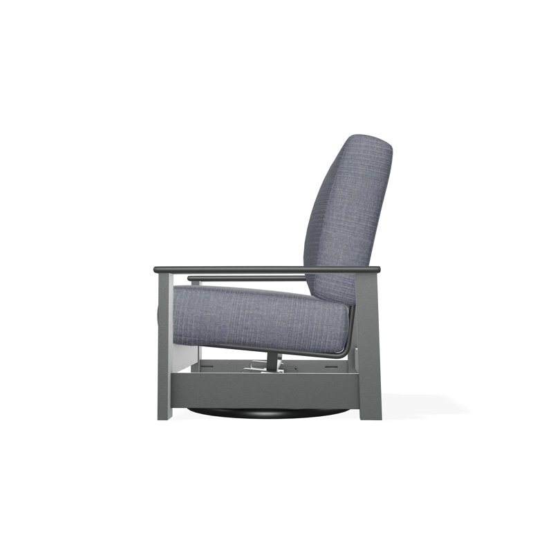 Leeward Polymer Outdoor Lounge Chair, Graphite, Proven Denim