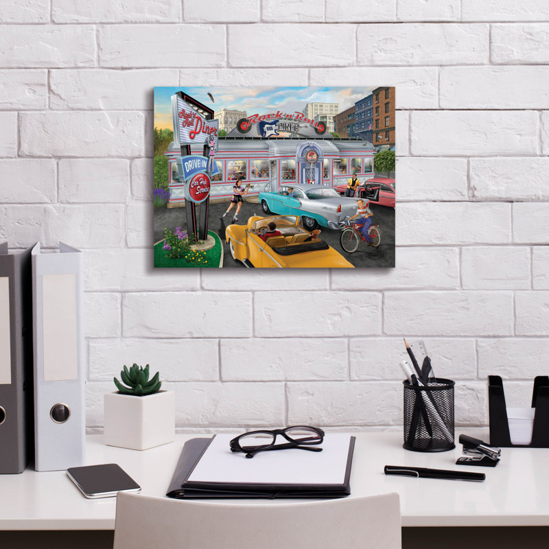 «Rock N Roll City Diner» par Bigelow illustrations, H 12 po x l 16 po x P 0,75 po