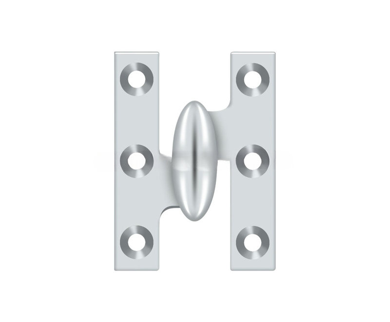 Charnière olive 2 po x 1-1 / 2 po Deltana OK2015U26-L Finition chrome brillant, Chrome poli, Côté gauche