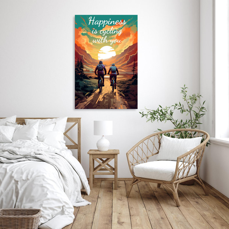 «Happiness Is Cycling With You» sur toile, H 14 po x l 11 po x P 1,25 po