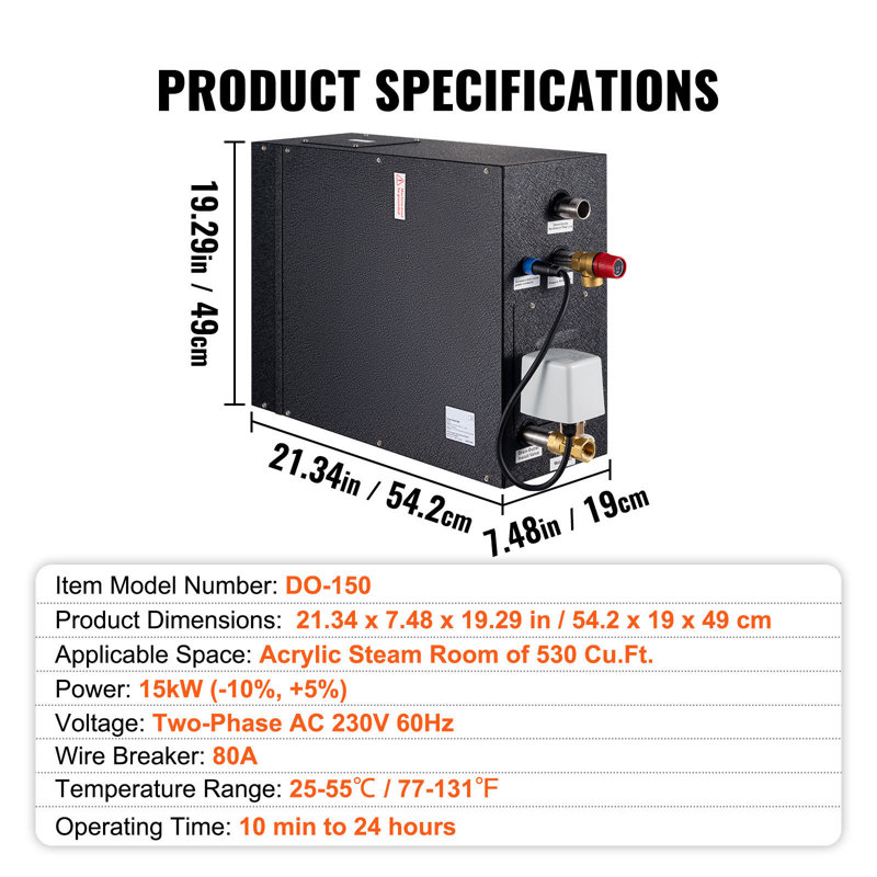 Générateur de vapeur pour douche, 15 kW, chauffage segmenté, personnalisation de la température, minuterie 24 h, trousse de bain de vapeur, vidange automatique, système de douche de luxe pour la maison, cabine en acrylique testée selon les normes UL