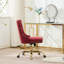 Chaise de bureau capitonnée en velours capitonnée avec base en métal-1163719228-1163610709
