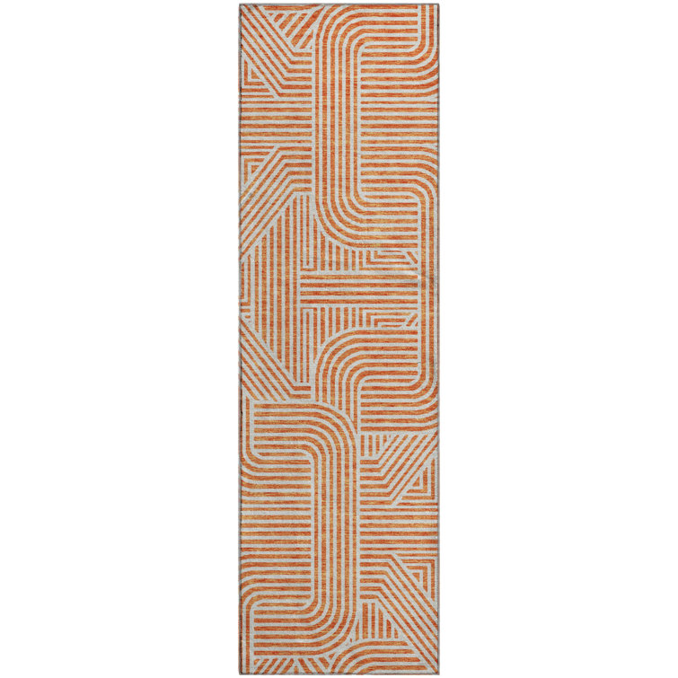 Premium Machine Washable Prisco Orange Rug